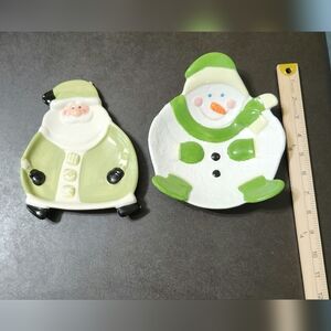 Pacific Island Santa dish and unbranded snowman dish